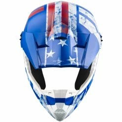 GMax MX-46 Off-Road Patriot Helmet -Motorcycle Helmets Shop gmax mx 46 off road patriot helmet white blue front view 14844.1647242849