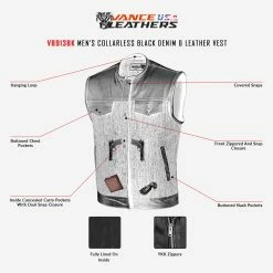 Vance VB913BK Men's Collarless Black Denim & Leather Motorcycle Vest -Motorcycle Helmets Shop teammtrcycl13 07 2022infographic 09405.1677568996