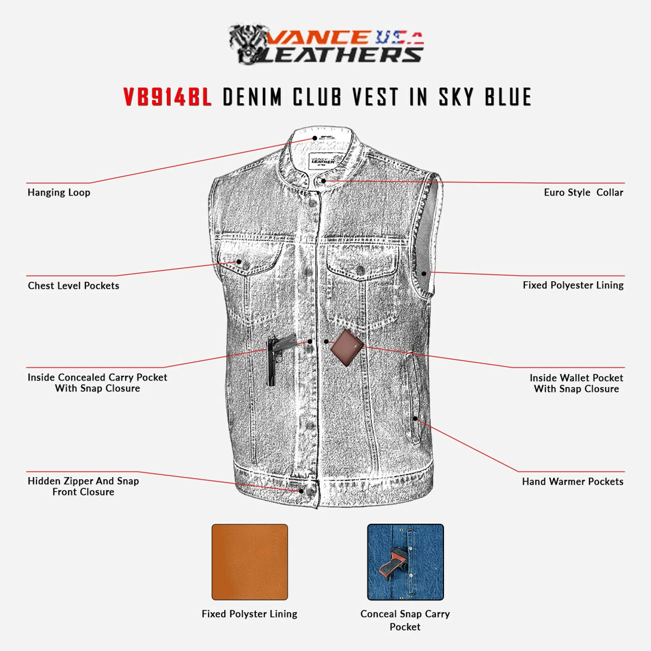 Sky Blue Denim Club Vest 5 Sky Blue Denim Club Vest - Image 3