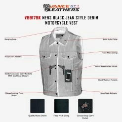 Vance VB917BK Mens Black Jean Style Denim Motorcycle Vest -Motorcycle Helmets Shop teammtrcycl23 07 2022infographic 89455.1677572650