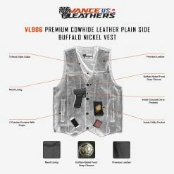 Vance VL906 Mens Black Premium Cowhide Leather Buffalo Nickel Biker Motorcycle Vest 11 Vance VL906 Mens Black Premium Cowhide Leather Buffalo Nickel Biker Motorcycle Vest -Motorcycle Helmets Shop teammtrcycl26 10 2022infographics 02906.1677490679