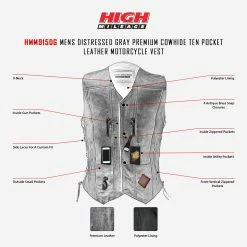 High Mileage HMM915DG Mens Distressed Gray Premium Cowhide Ten Pocket Leather Motorcycle Vest -Motorcycle Helmets Shop teammtrcycl28 10 2022infographic 66821.1677242951